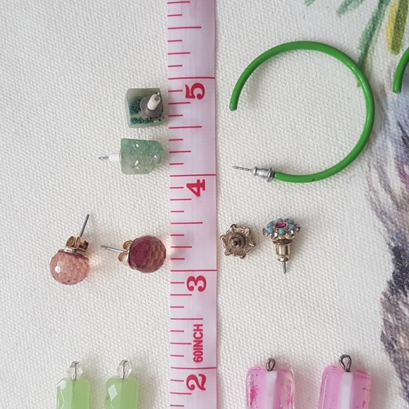 Set of 6 Pink & Green Earring Bundle (pierced ears) - Picture 14 of 14